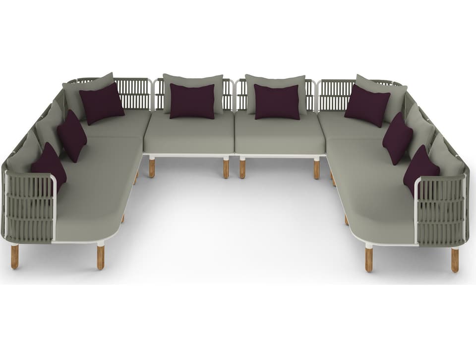 MamaGreen Daisy Rae Deep Seating Teak Rope Sectional Outdoor Patio Lounge Set
