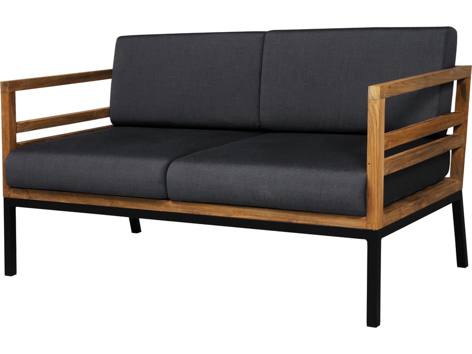 MamaGreen Zudu Aluminum Steel Teak Cushion Patio Loveseat