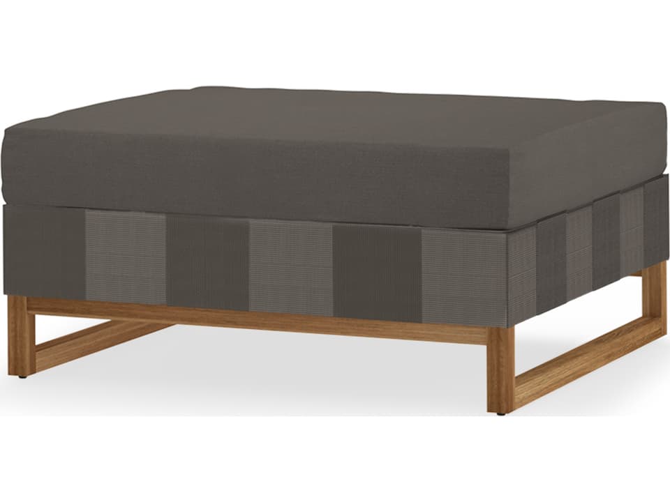 Ekka Teak and Batyline Ottoman with Sunbrella Cushion