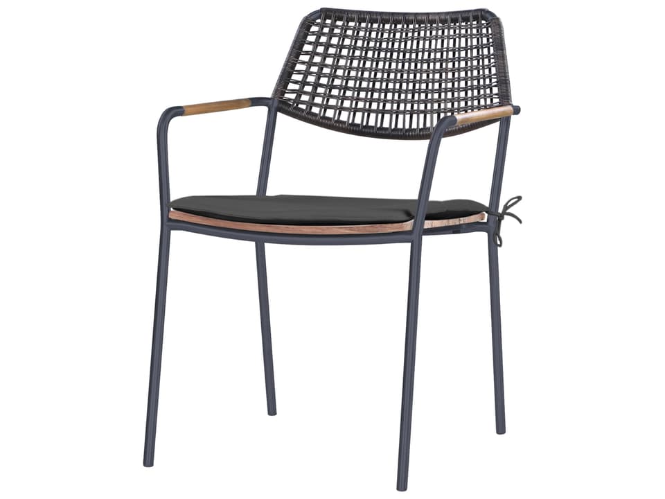 Meika Stackable Dining Arm Chair with Anthracite Frame and Amazon Wicker