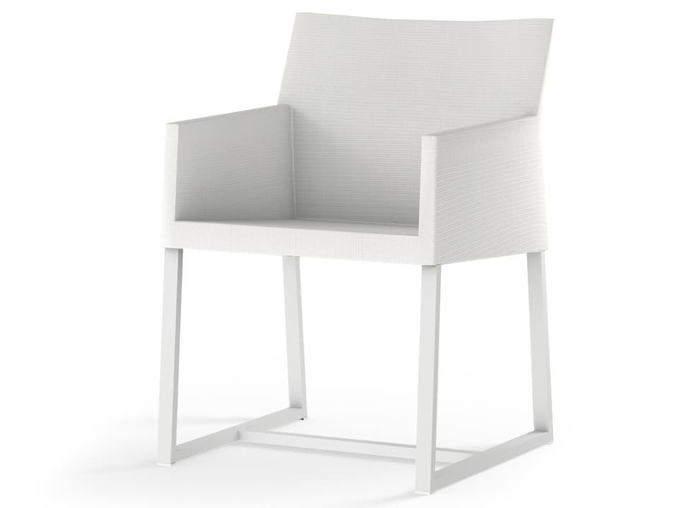Mono Aluminum Cushion Dining Arm Chair with White Leisuretex