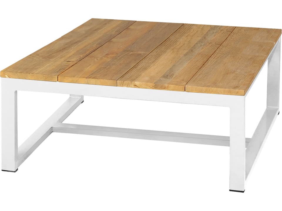 Mono Square End Table with Aluminum Frame and Teak Top