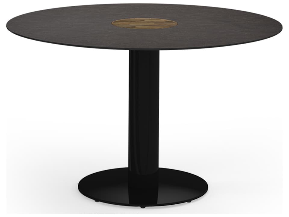 Stizzy 50-Inch Round Aluminum and Teak Dining Table