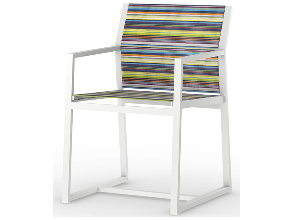 Stripe Carver Aluminum Dining Arm Chair with Batyline Sling