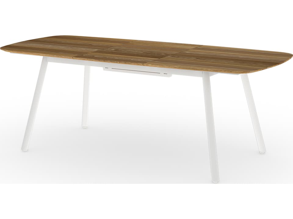Zupy 65-85 Inch Rectangular Extendable Dining Table with Teak Top