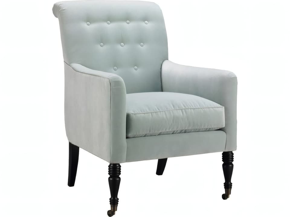 Kewsick Revolving Accent Chair Blue Fabric with Casters