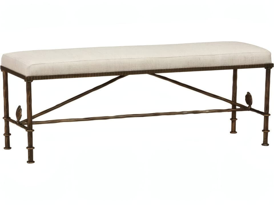 Diego Upholstered Accent Bench in Bronze with Beige Fabric