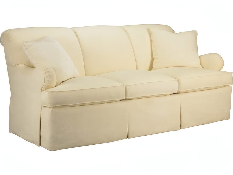 Edwardian 3-Seat Upholstered Sofa with Dressmaker Skirt