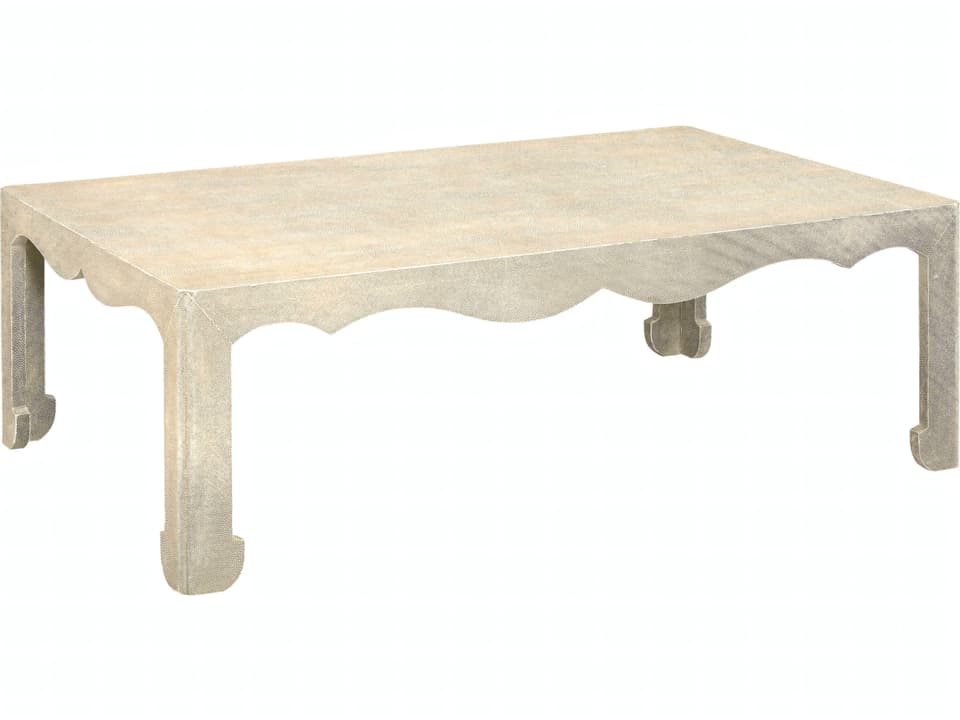 Chow Rectangular Faux Shagreen Coffee Table with Washed Linen Finish