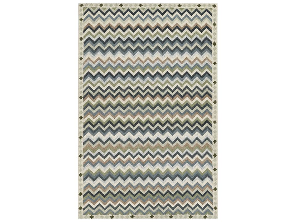 Abbot Hand Tufted Wool Area Rug with Chevron Pattern