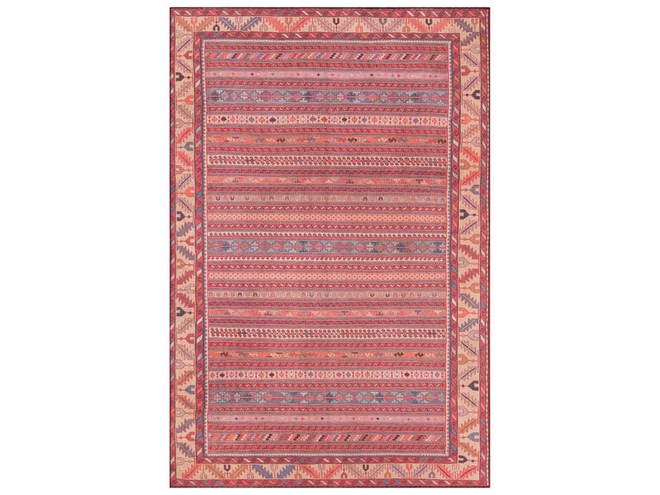 Afshar Machine Made Area Rug in Multi with Bordered Design