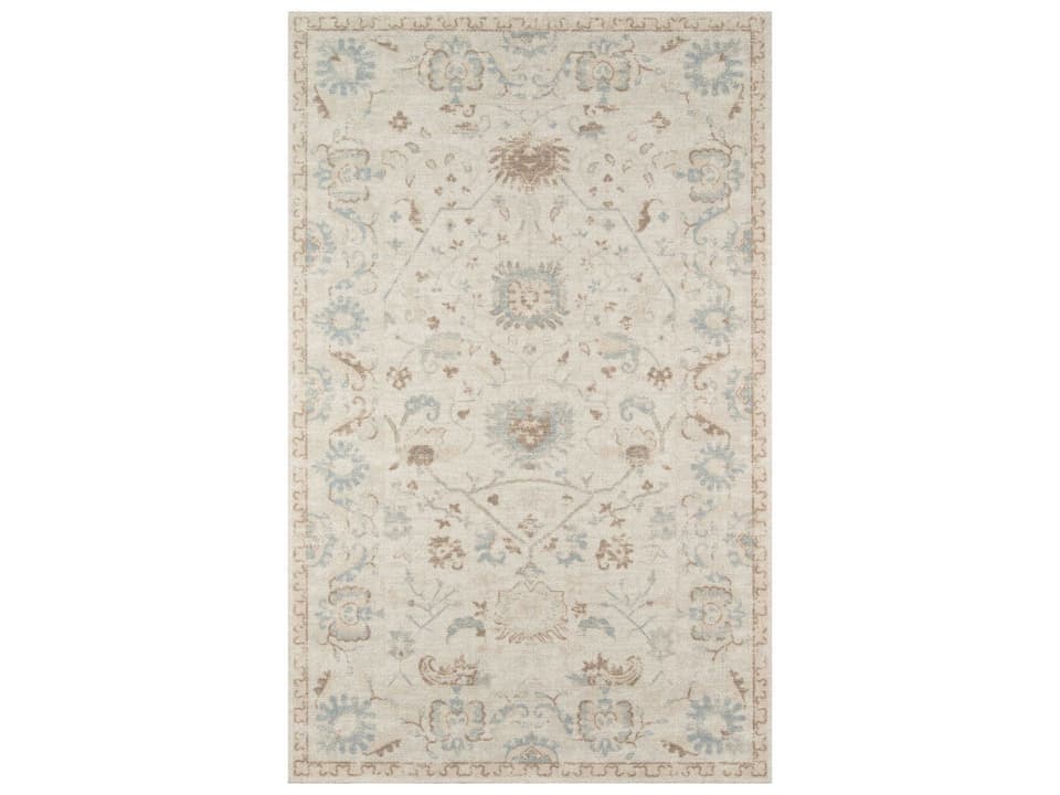 Anatolia Tribal Medallion Area Rug in Beige Wool and Nylon Blend