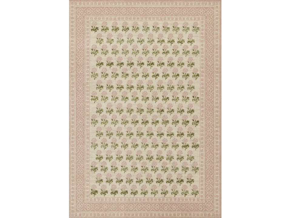 Bibury Bordered Runner Area Rug with Floral Motifs