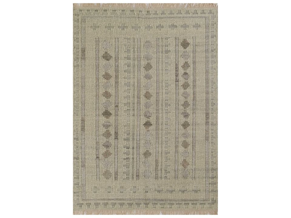 Bristol Bordered Hand Woven Wool Blend Area Rug in Ivory
