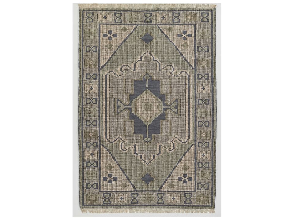 Bristol Hand Woven Wool Blend Area Rug in Blue