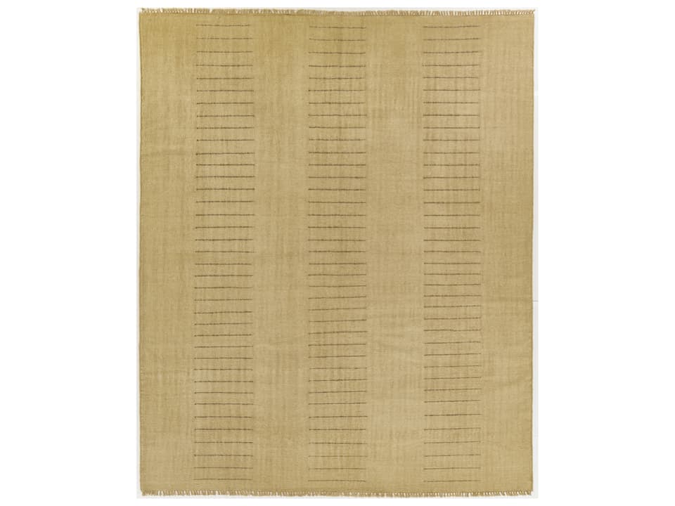 Corfu Striped Area Rug in Beige Wool and Cotton