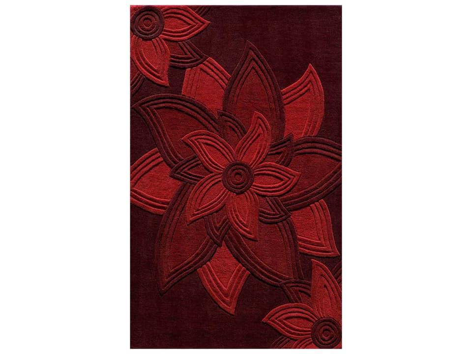 Delhi Hand-Tufted Wool Area Rug in Red Floral Design