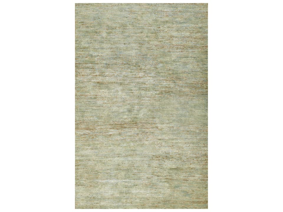 Etra Abstract Area Rug Hand Knotted Jute and Cotton in Green
