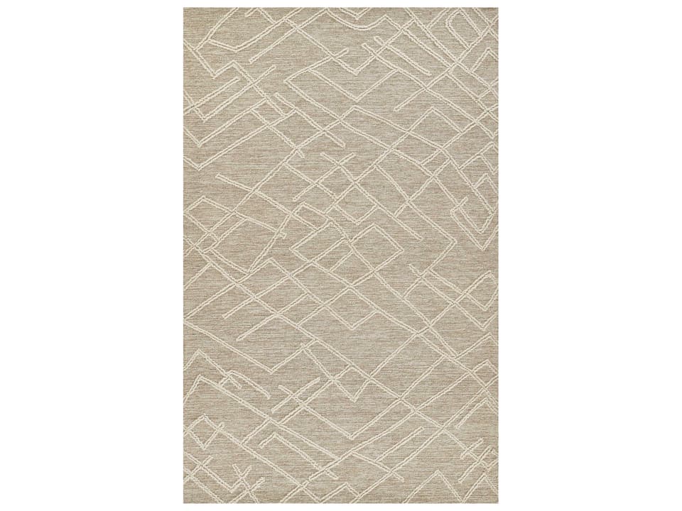 Everett Geometric Hand Tufted Wool Area Rug Natural