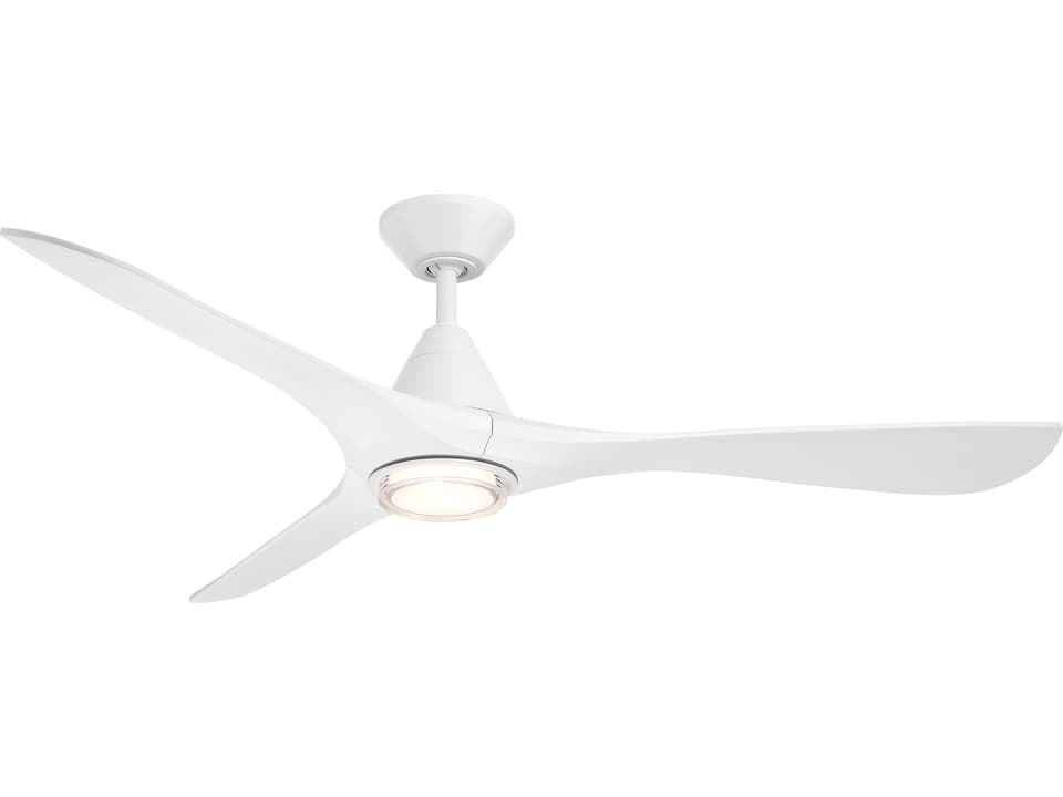 Carve 60-Inch 3-Blade Damp Rated Indoor Outdoor Smart Ceiling Fan with LED Light in Matte White