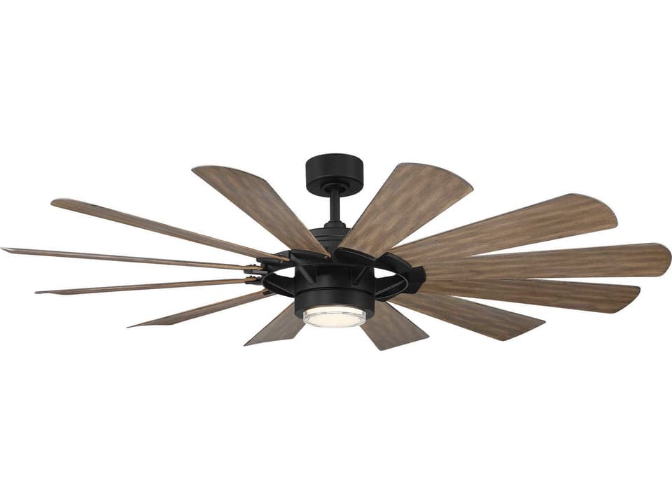Wyndmill 65-Inch 12-Blade Indoor Outdoor Ceiling Fan with LED Light in Matte Black Barn Wood