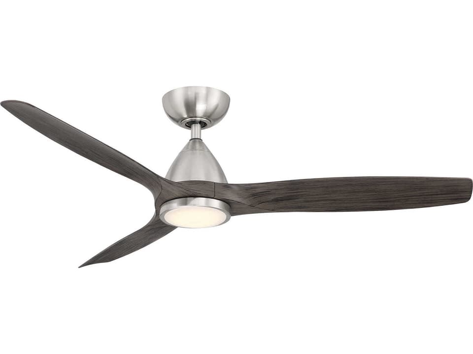 Skylark 54-Inch 3-Blade Wet Rated Smart Ceiling Fan in Brushed Nickel with Ebony Blades