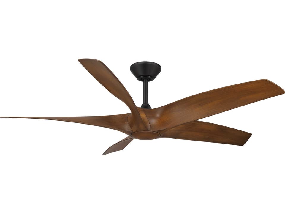 Zephyr 5 62-Inch 5-Blade Wet Rated Smart Ceiling Fan in Matte Black Distressed Koa