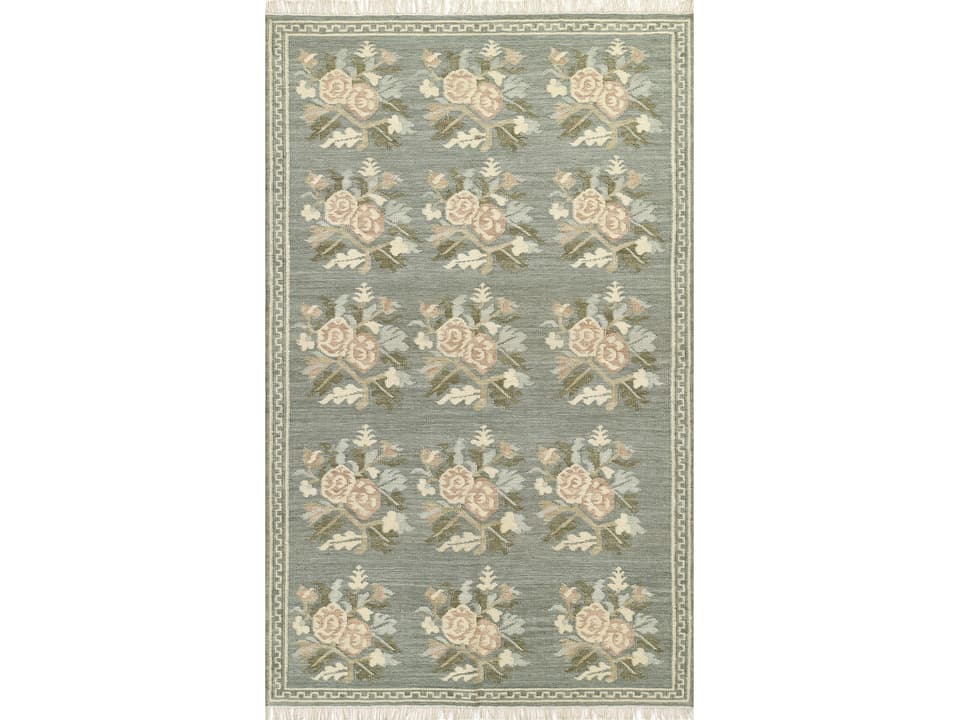 Florence Floral Runner Area Rug in Blue