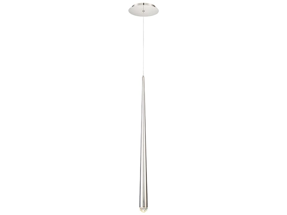Cascade 1-Light Polished Nickel Crystal LED Mini Pendant