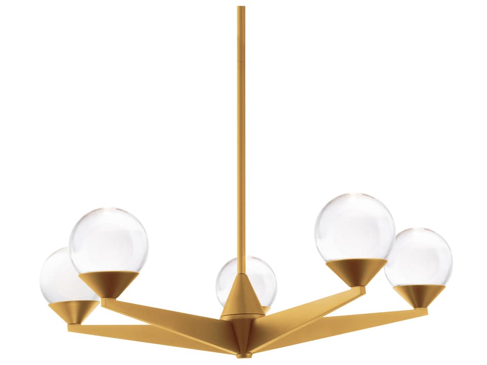 Double Bubble 5-Light Aged Brass LED Globe Chandelier