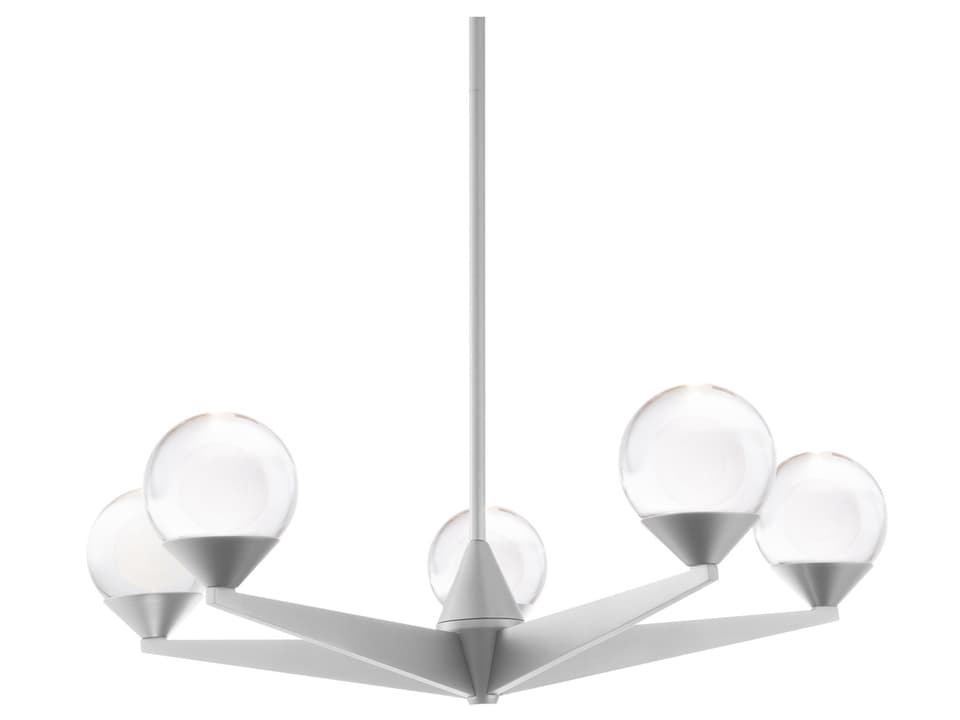 Double Bubble 5-Light LED Chandelier in Satin Nickel with Etched Glass