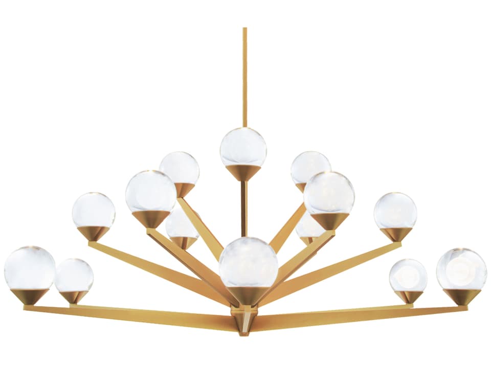 15-Light Double Bubble LED Chandelier in Aged Brass