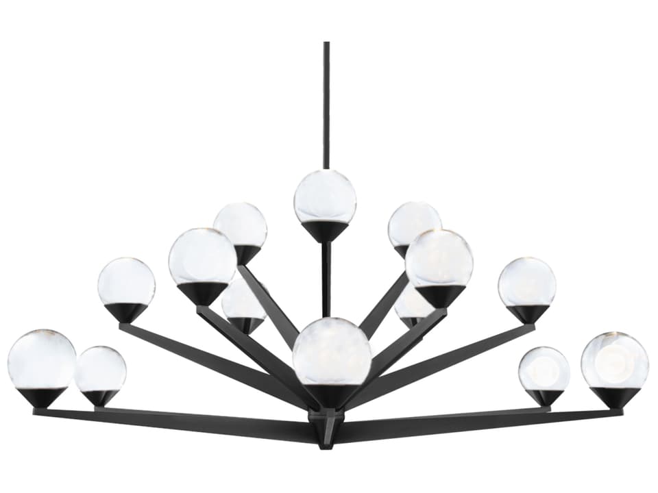 Double Bubble 15-Light LED Tiered Chandelier in Black