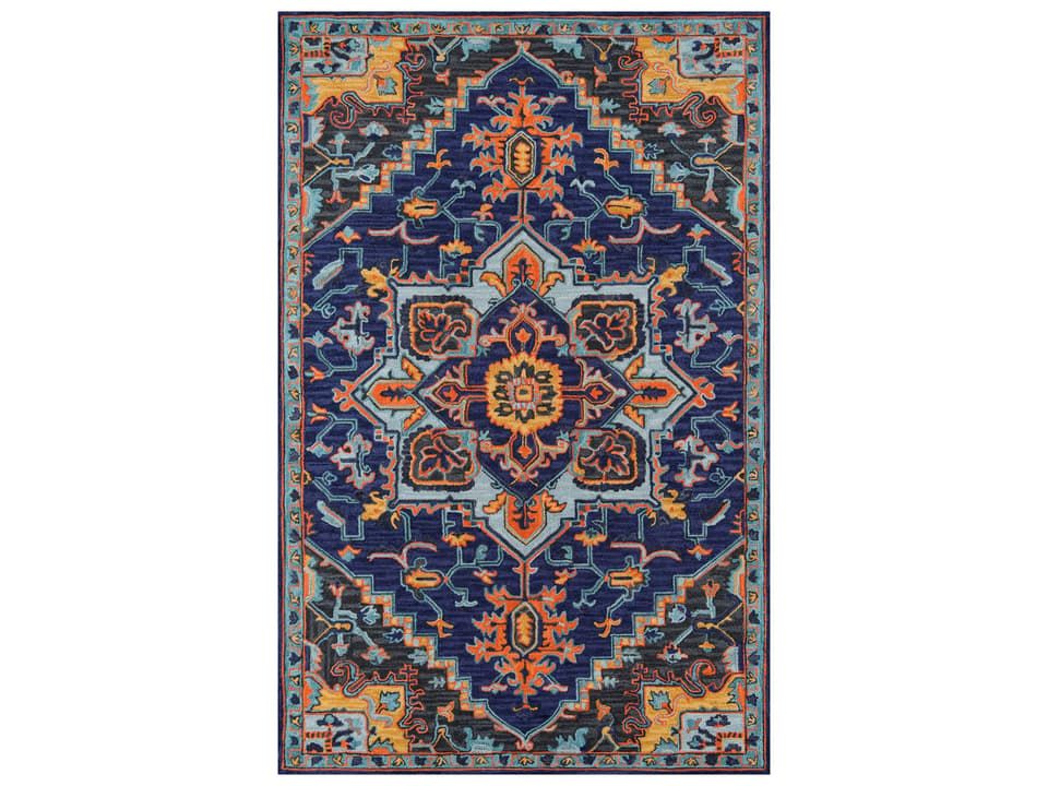 Ibiza Traditional Medallion Area Rug in Navy