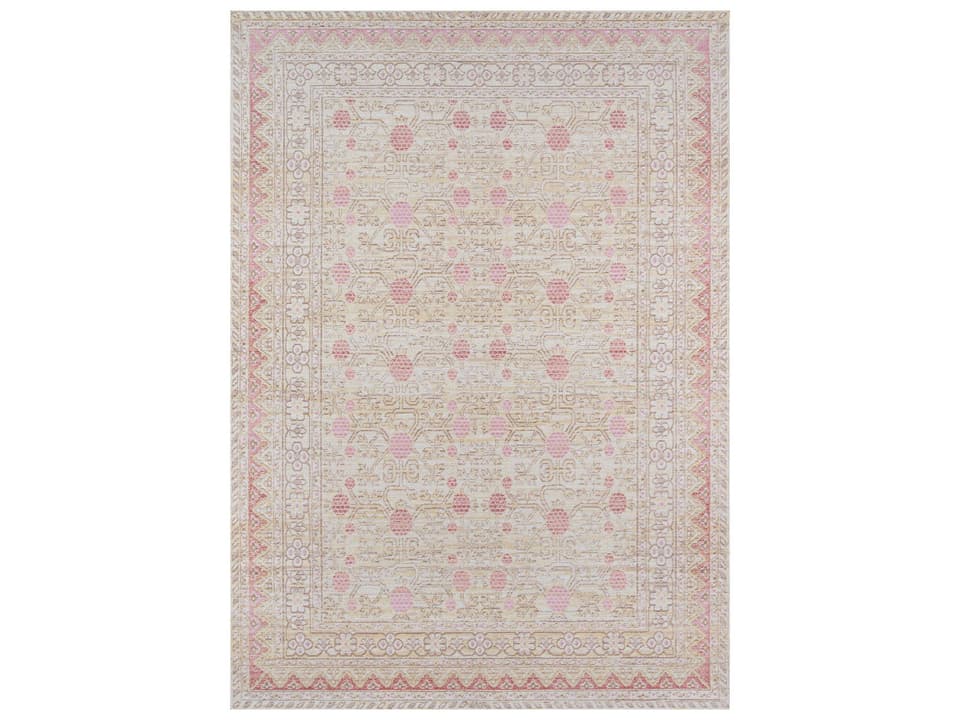 Isabella Traditional Pink Medallion Power Loomed Area Rug