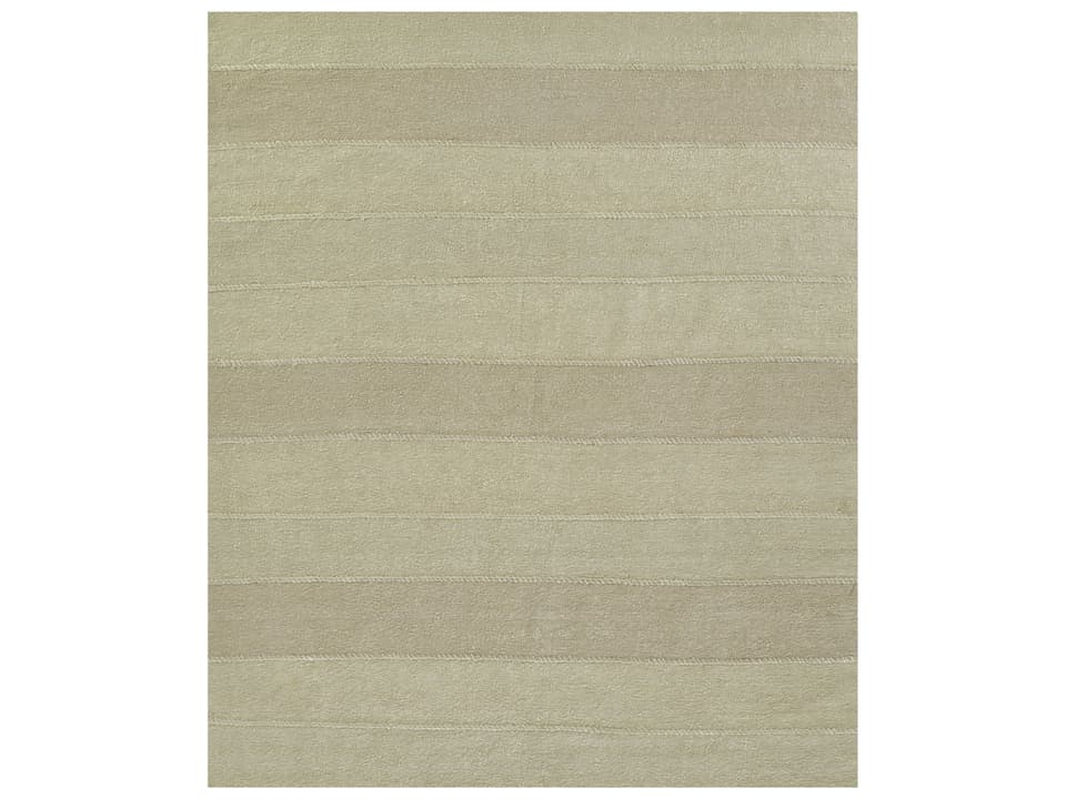 Koukila Striped Area Rug Hand Woven Linen Kilim Inspired Design Ivory