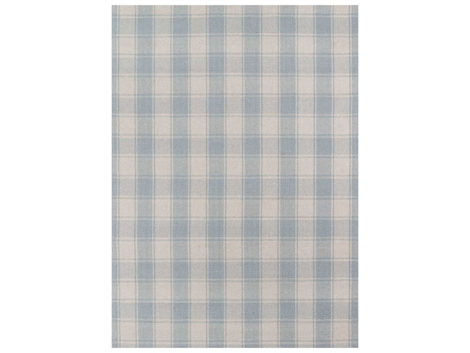 Marlborough by Erin Gates Hand Woven Plaid Wool Area Rug in Light Blue