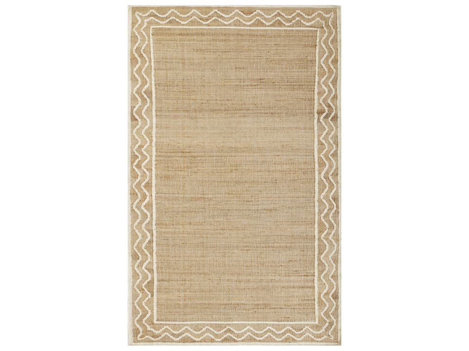 Orchard Bordered Hand-Woven Jute and Wool Area Rug in Natural