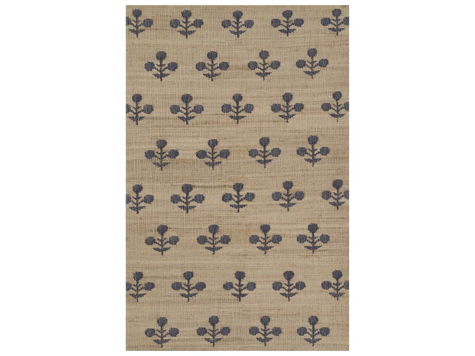 Orchard Hand Woven Area Rug with Floral Pattern Jute Wool Blend