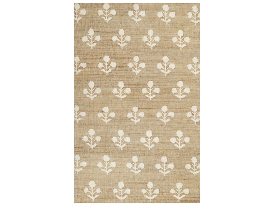 Orchard Bloom Handwoven Jute Wool Area Rug in Natural