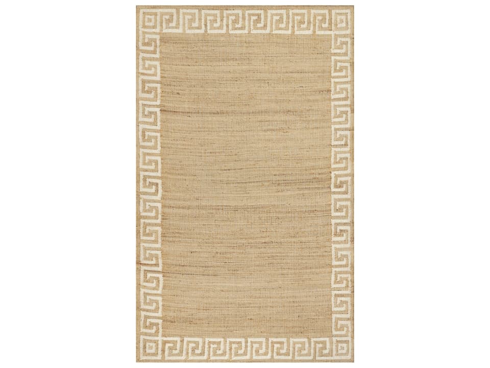 Orchard Hand-Woven Jute and Wool Bordered Area Rug in Ivory