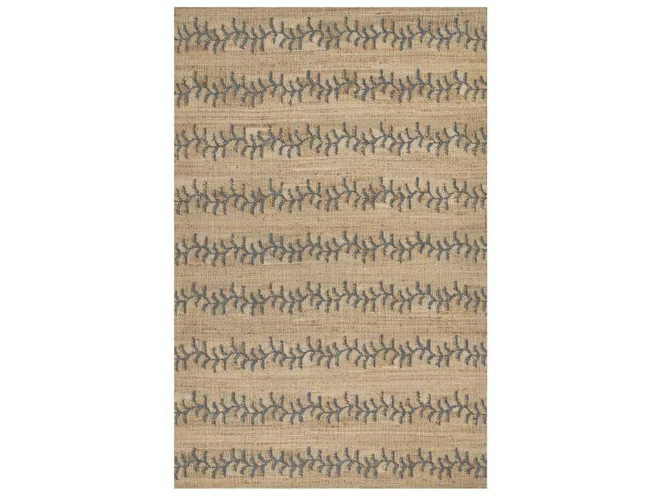 Orchard Striped Handwoven Jute and Wool Area Rug in Blue