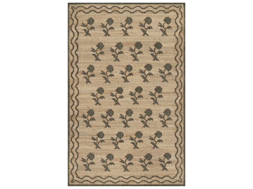 Orchard Collection Hand-Woven Jute Wool Bordered Area Rug