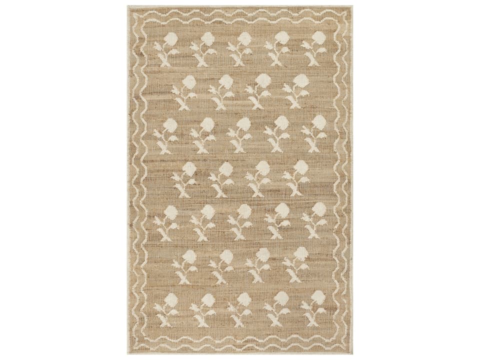 Orchard Handwoven Jute Wool Area Rug Bordered Pattern