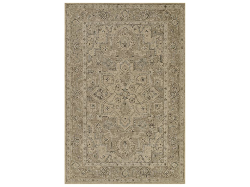 Pasha Bordered Medallion Area Rug in Taupe