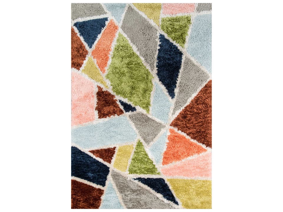 Retro Shag Geometric Area Rug Hand Tufted Polyester