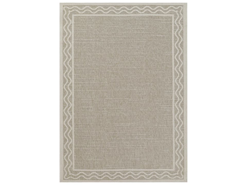 Saybrook Bordered Indoor Outdoor Area Rug in Grey