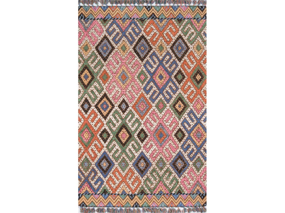 Tahoe Geometric Hand-Hooked Wool Area Rug with Fringe