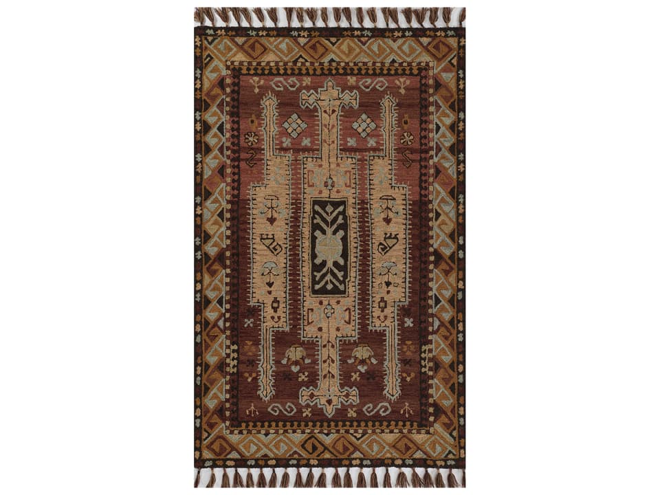 Tahoe Hand Tufted Wool Area Rug in Terra Cotta with Southwestern Geometric Pattern