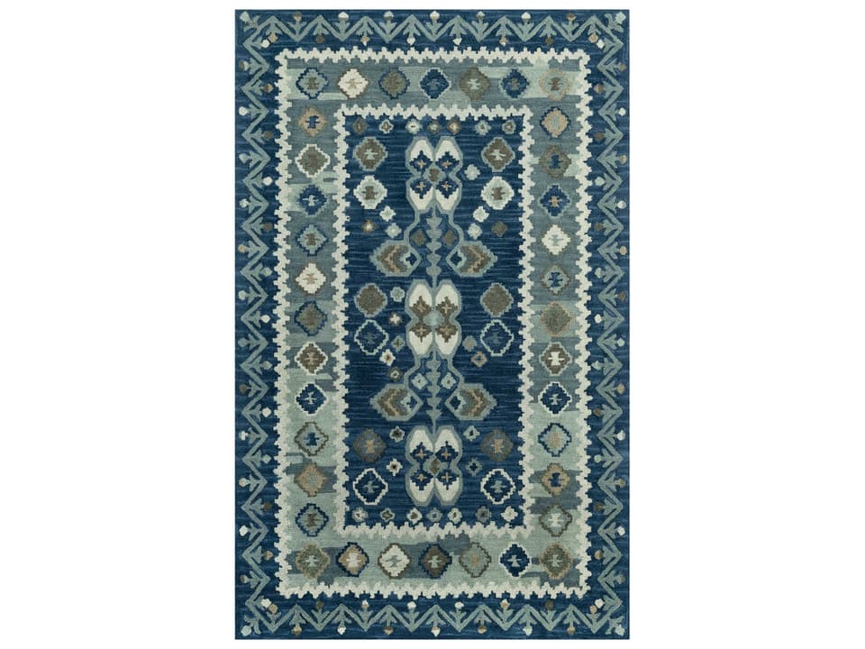 Tangier Collection Hand-Hooked Wool Bordered Area Rug